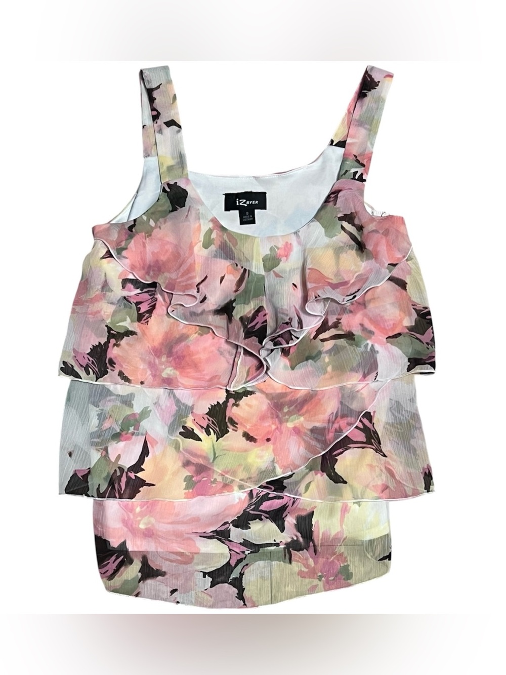 Iz Byer Floral Ruffled Tiered Tank Top - Size S